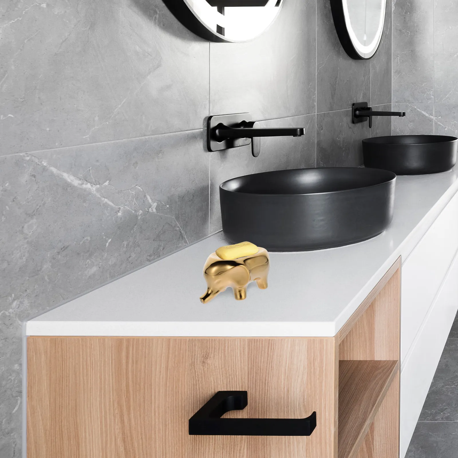 

Premium Ceramic Soap Container Elephant Style Drain Rack for Efficient Storage Bathroom Kitchen Decoration Accessory