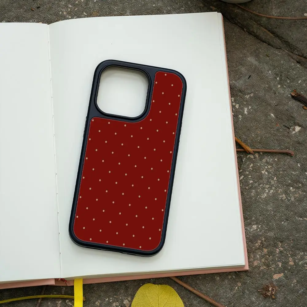 

Luxury Polka Dots Phone Case For IPhone 16 15 14 13 12Plus Pro Max Case Advanced Carbon Fiber Black Frame Acrylic Case