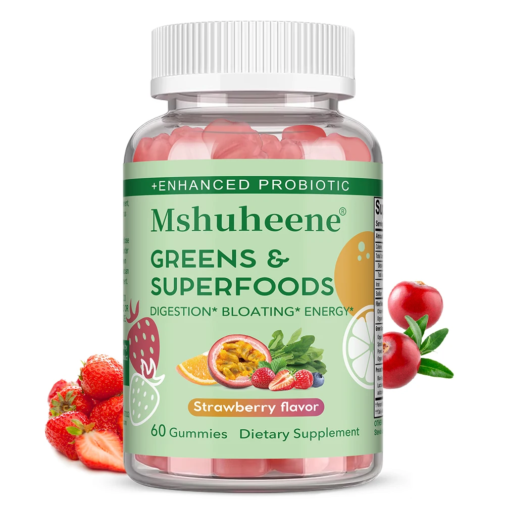 

Fruit Vegetable Gummies - Chicory Flaxseed Apple Barley, Digestive Gut Support, Green Superfood Supplement, Vegan