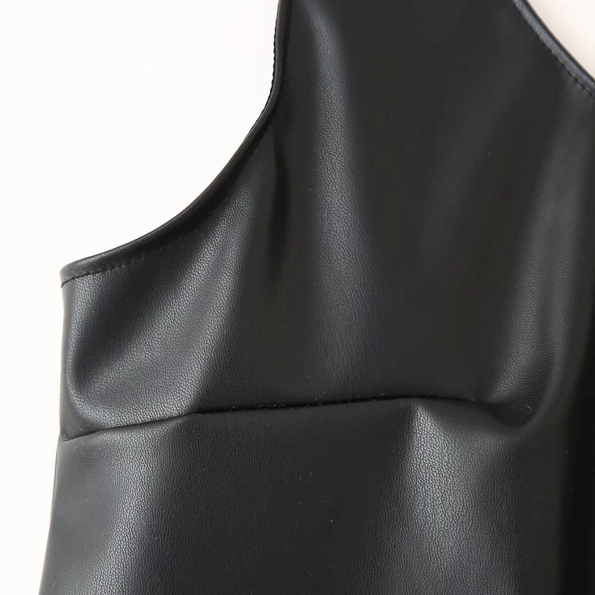 Dames Kunstleren mini-jurk Kralen rugloos sexy mid-taille Effen kleur U-hals jarreteljurk lente zomer Nieuwe vrouwelijke chique top