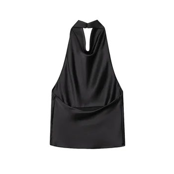 MUJER 2026 Halter Tops for Women Black Satin Backless Top Female Pink Summer Beach Top Woman off Shoulder Camisole Top Women 5 MUJER 2026 Halter Tops for Women Black Satin Backless Top Female Pink Summer Beach Top Woman off Shoulder Camisole Top Women 5