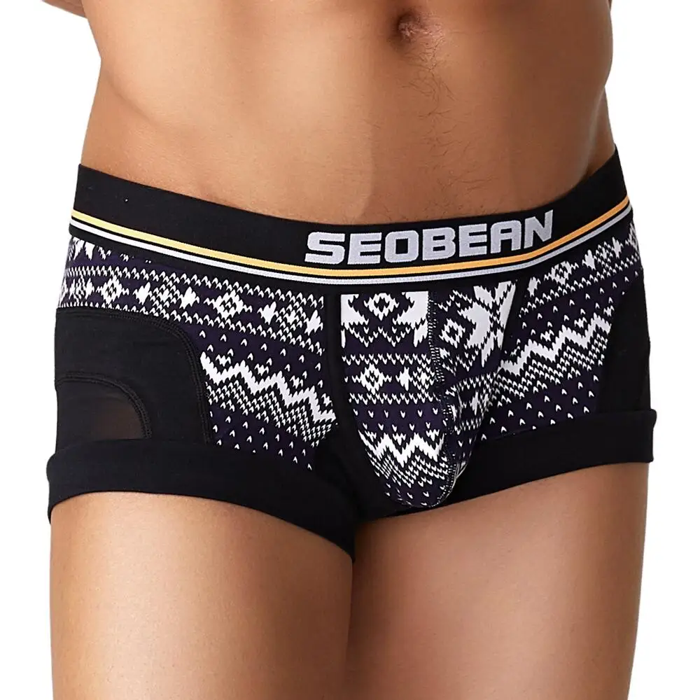 SEOBEAN Mens Underwear Boxers Briefs Fashion Patchwork Boxershorts Men Underpants Boxers Panties for Men