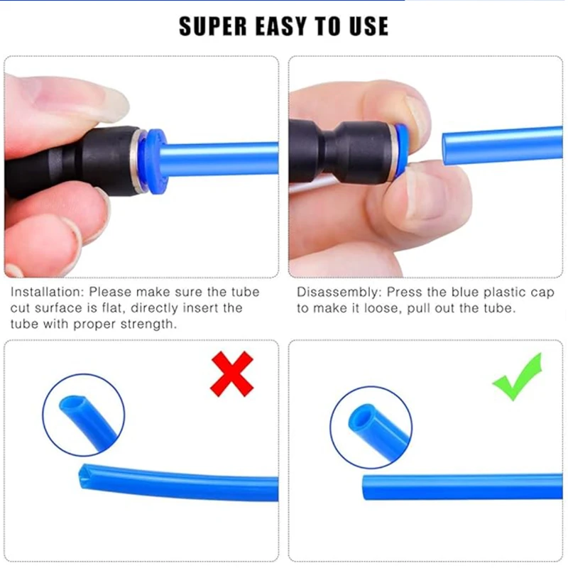 40/80PCS Pneumatic Fittings Quick Connector Air Tube Connectors Plastic PU PY PE PV PM SA 4mm 6mm 8mm 10mm 12mm Air Hose Fitting - view 5