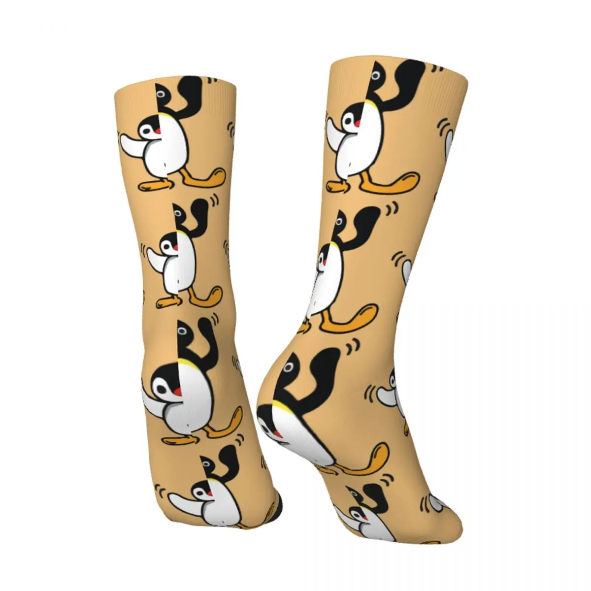 Funny Crazy Sock for Men Pingu Classic Hip Hop Harajuku Penguin Animation Funny Happy Seamless Pattern Printed Boys Crew Sock