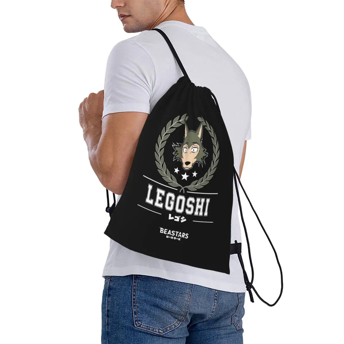 Beastars Team Legoshi Backpacks Portable Drawstring Bundle Pocket Sports Bag Book Bags for Travel School