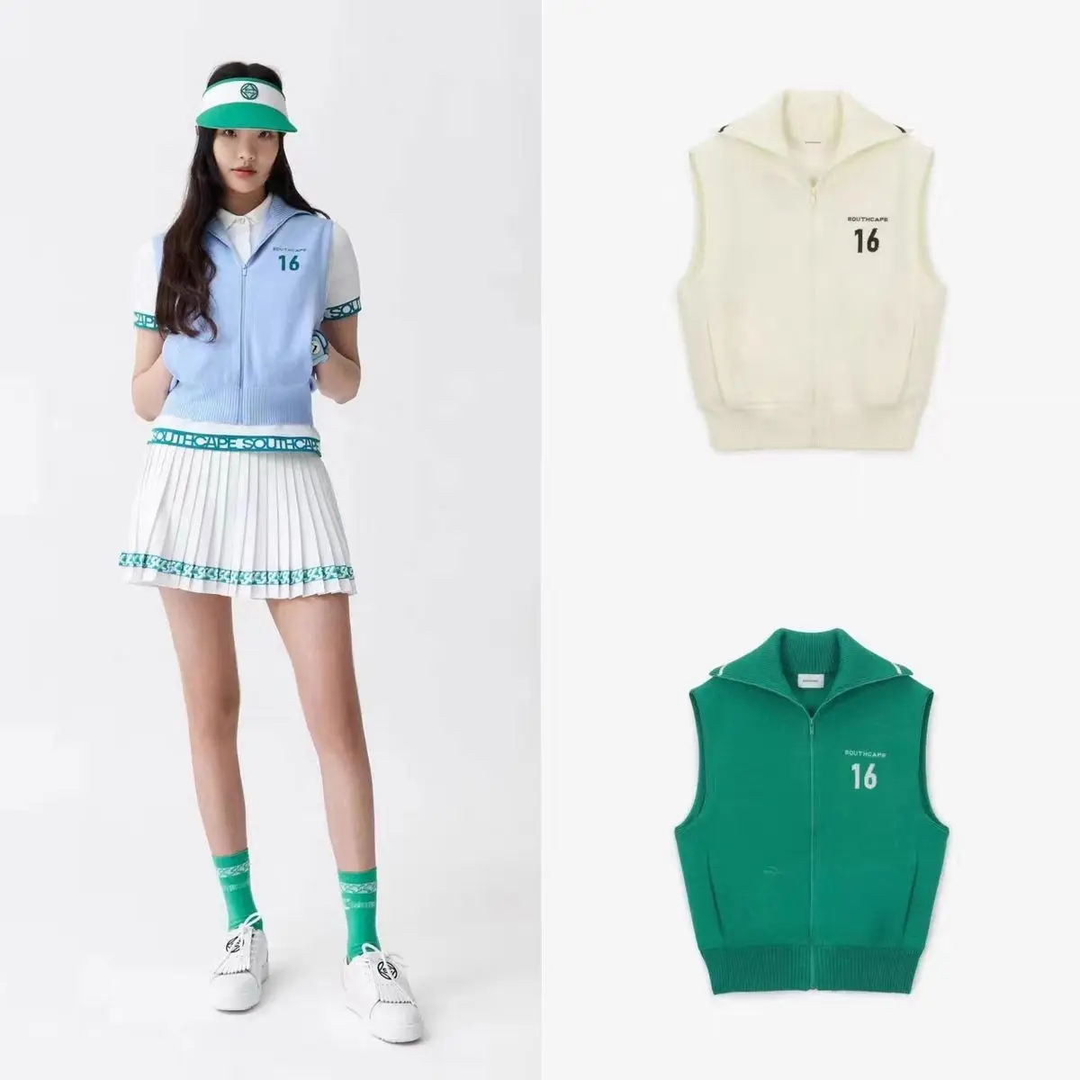 

Women's Spring/Summer Golf Apparel: Collared Zipper Sleeveless Vest - Versatile Athletic Top