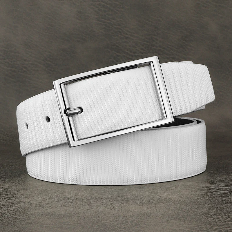 

High quality classic pin buckle belts men leather designer luxury famous brand white Waistband casual boys jeans ceinture homme