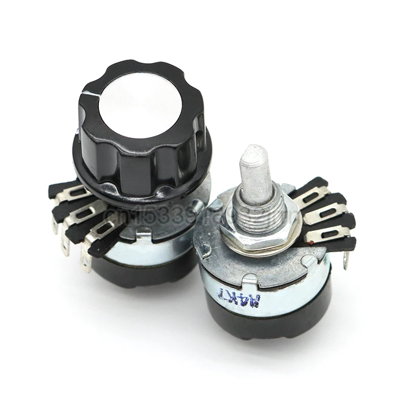 2Pcs WH134-2 Carbon Film Potentiometer With Switch 4K7 10K 22K47K 100K 470K 1M 2W