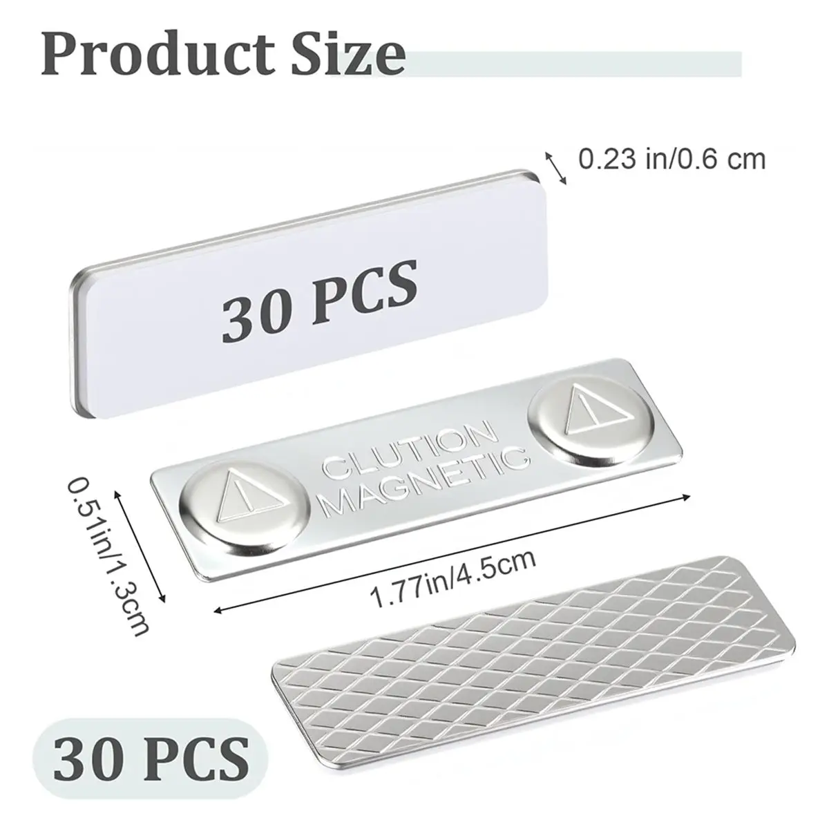 30-Pack Magnetic Name Badge Holders, Magnets, 1.75 X 0.5 Inches with Steel Back Plate