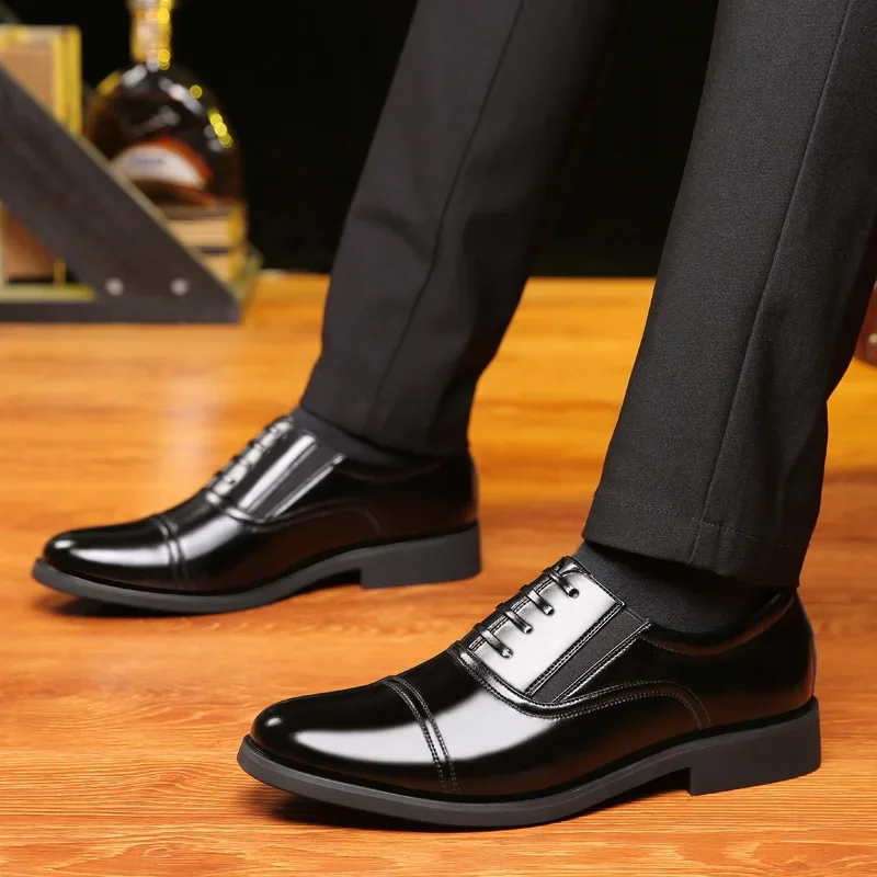 Spring and Autumn Men Black Shoes Dress Shoes Loafers Casual Leather for Fashion Trend Luxury Male British Style Slip on Shoes