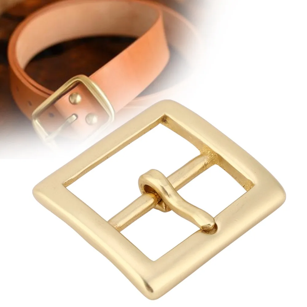 Metal Construction Brass Belt Buckle 38x48mm Size Sturdy Build Square Center Bar Buckle Single Pin End Bar Roller Buckle