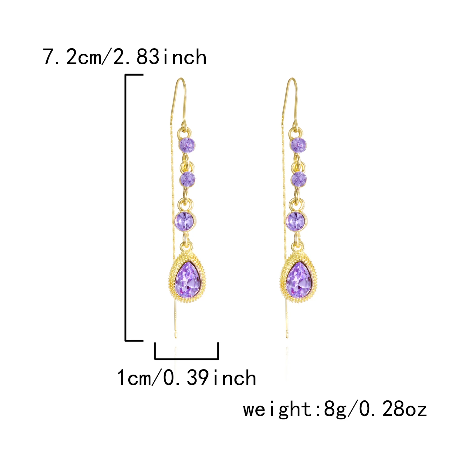Luxuriöse Blumen-Tropfen-Ohrringe für Frauen, exquisites Zirkon-Intarsien-Blatt, vielseitiger Schmuck für den täglichen Gebrauch, lila Imitationsperlen-Ohrringe – Detail 3
