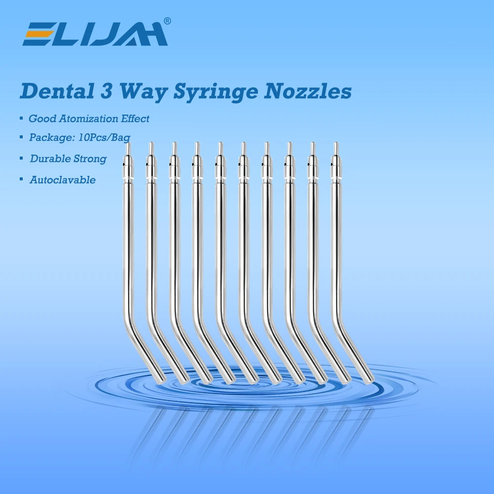 10pcs Stainless Steel Dental Air Triple Syringe 3 Way Dental Air Water Spray Syringe Nozzles Tips For Teeth Whitening