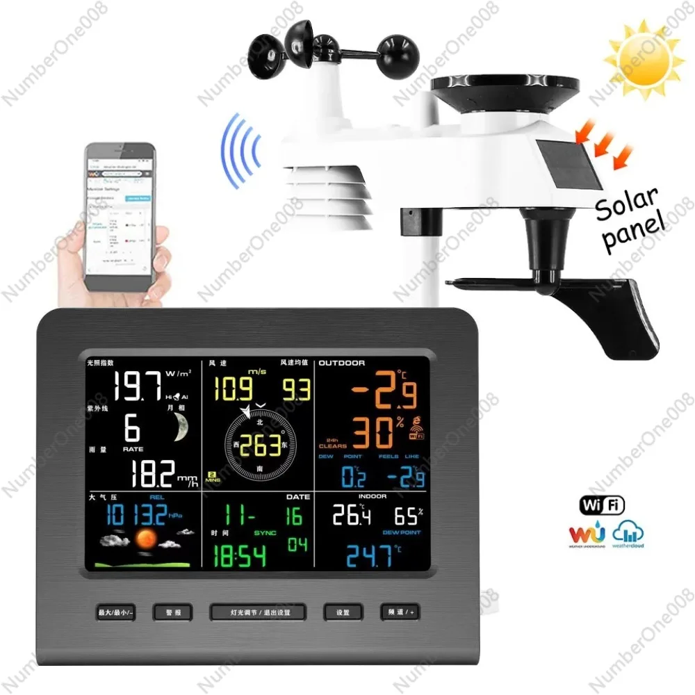 

Household with WiFi, temperature and humidity/wind speed/rainfall monitoring, accurate weather forecast equipment