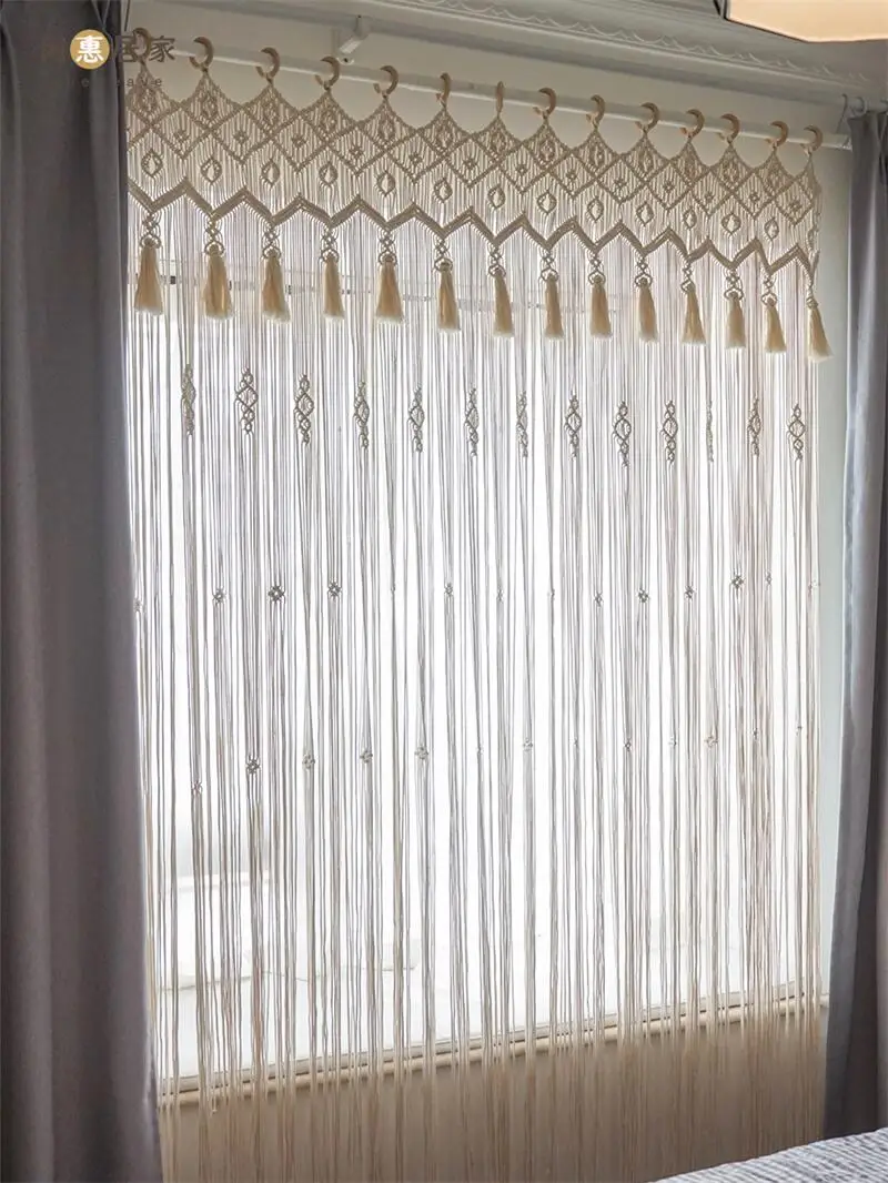 

Macrame Door Curtain Tapestry Hand-woven Cotton Rope Bohemia Window Curtains Tapestry Wall Hanging Livingroom Boho Decoration