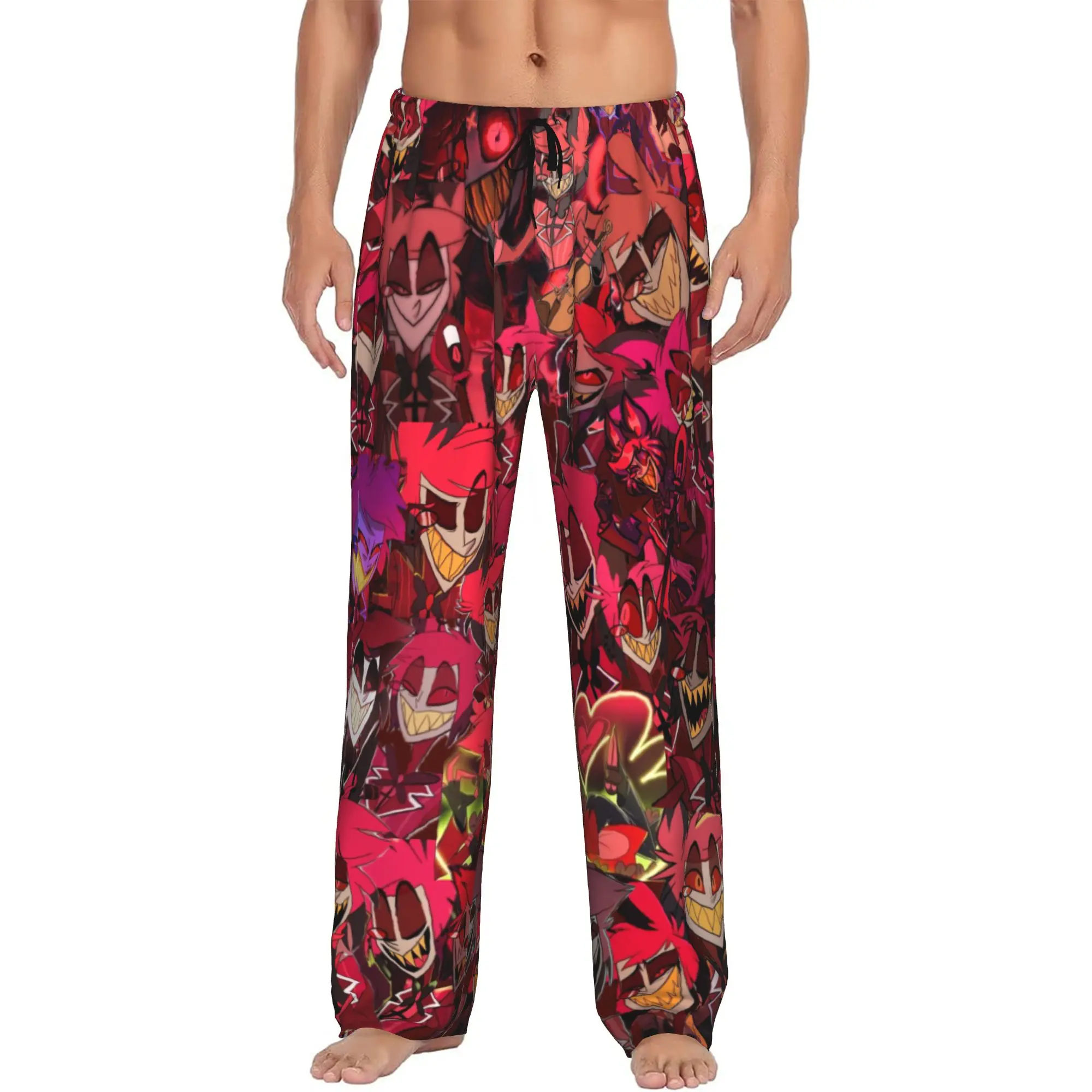 Custom Print Men's Charlie Morningstar Anime Pajama Pants Vaggie Angel Sleepwear Sleep Lounge Bottoms with Pockets
