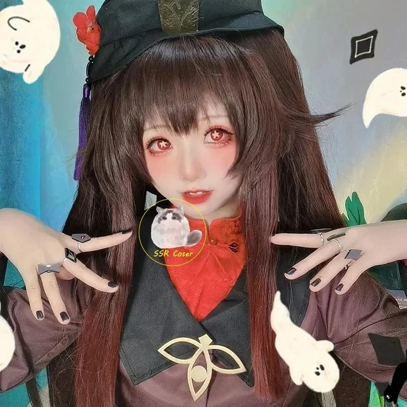 

❤2026✚Genshin Impact Hu Tao Cosplay Costume HuTao Chinese Style Clothing Uniform Wig Anime Game Halloween Costumes for Women Gi◀