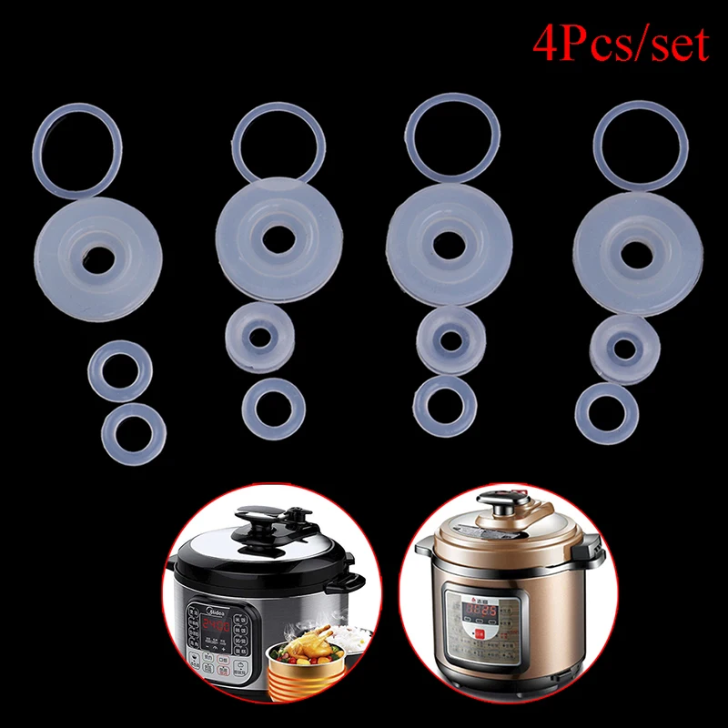 4pcs/set Silicone Rubber Gasket Cooker Lid Sealing Ring Electric Pressure Cooker Replacement Valve Parts Float Sealer