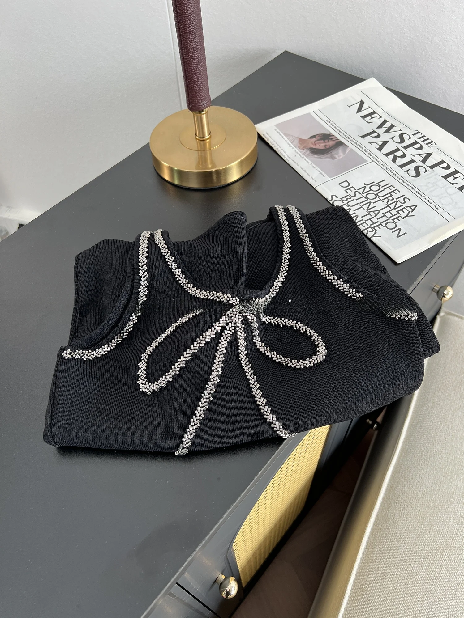 Ele Zomer Nieuwe Sle Afslanken Ontwerp Zware Kraal Knoop Svel Vest Dr Dames Casual Hoge Taille Dr