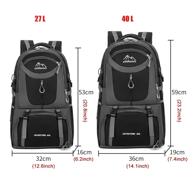 Black Mountaineering Rucksack for Man Youth Sports Back Pack Multi-function Luggage Backpack Women Hiking Travel Packbag Male