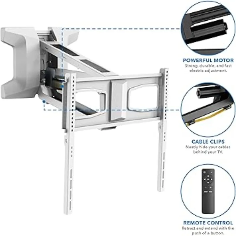 Motorized Fireplace TV Wall Mount Remote Control Electric Pull Down Mantel Mounting Bracket, Up to 77 Lbs Weight Cap