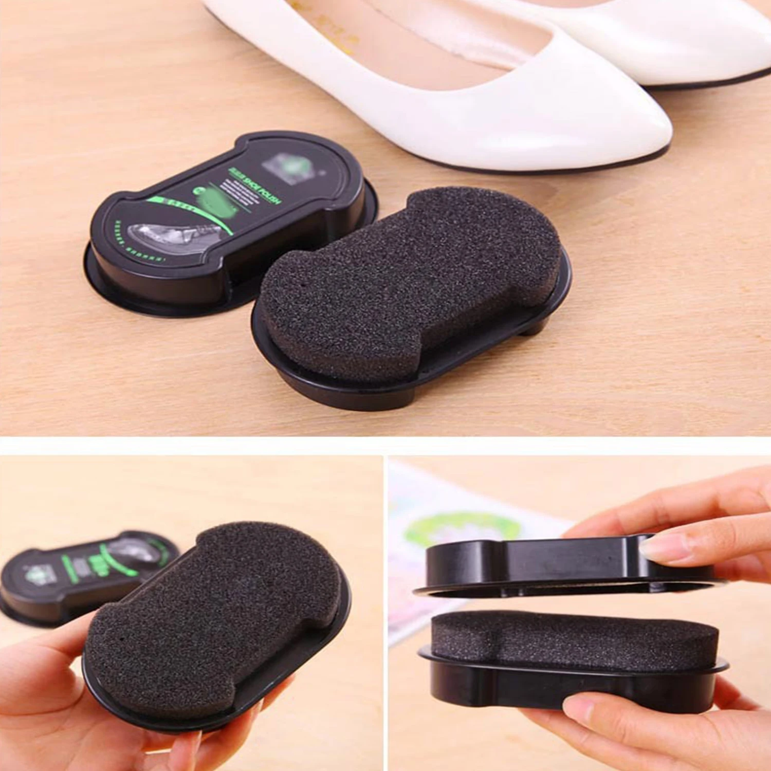 1 PC Double-Faced Quick Shine Shoes Brush Multifunctional Leather Polishing Colorless Liquid Wax Sponge Polisher Shoe