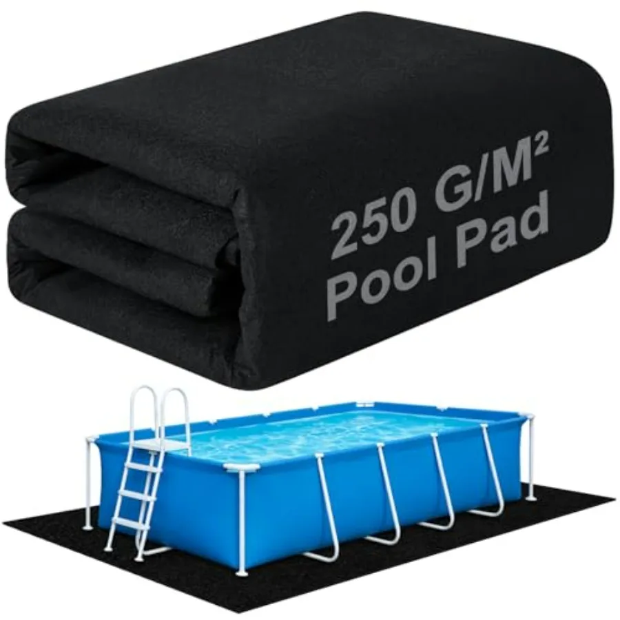 Above Ground Pool Liner Pad, 18x9 Ft Rectangular, 250g/ Heavy Duty Polyethylene, Black, Puncture-Resistant Bottom Protector to
