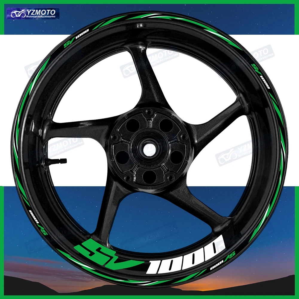 

Для мотоцикла SV1000 17-дюймовая наклейка на переднее и заднее колесо в полоску, лента на колесо, декоративная светоотражающая водонепроницаемая наклейка на обод