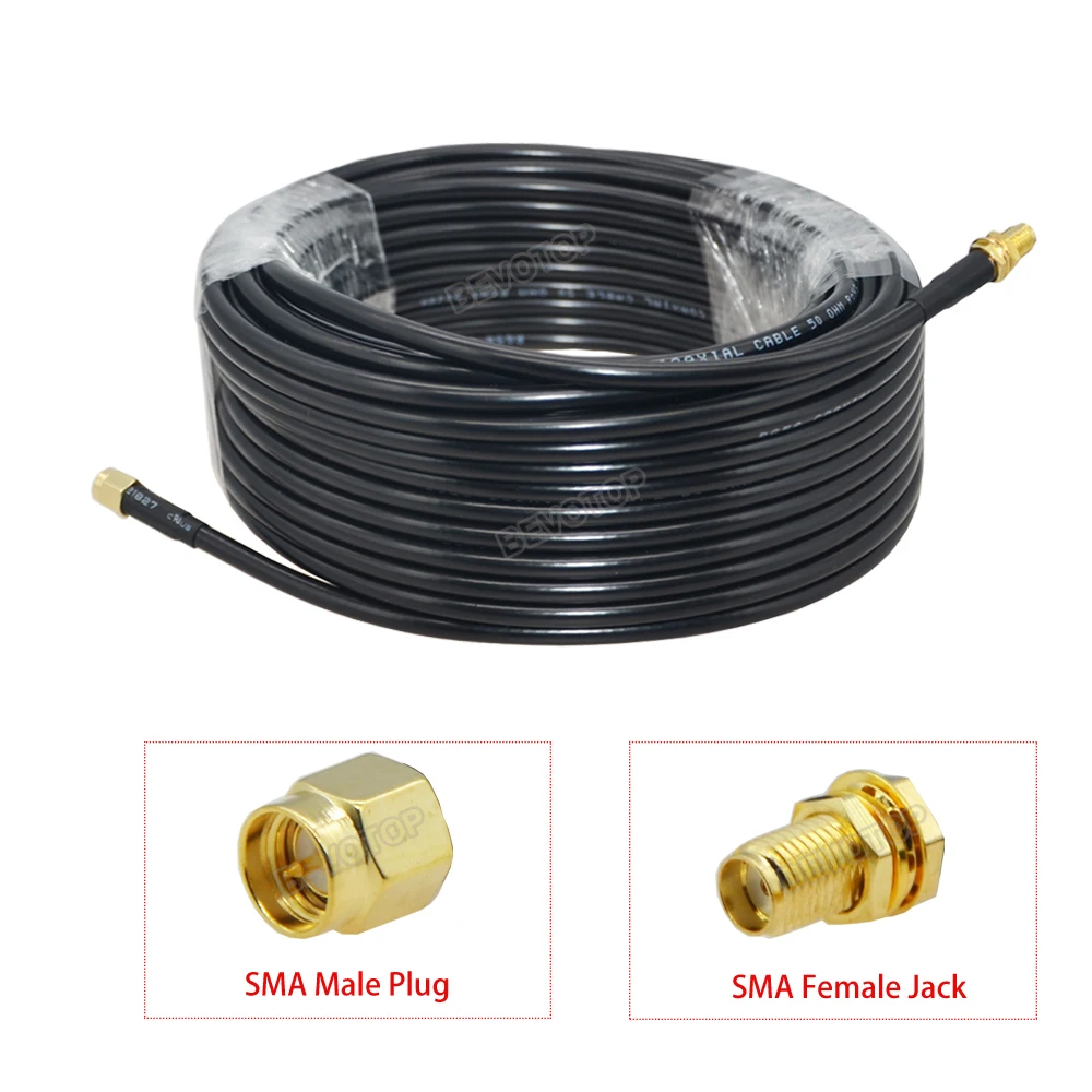 1Pcs RG-58 SMA Male Plug to SMA Female Jack RG58 Cable 50ohm RF Coaxial Pigtail WiFi Antenna Extension Cord Connector Adapter