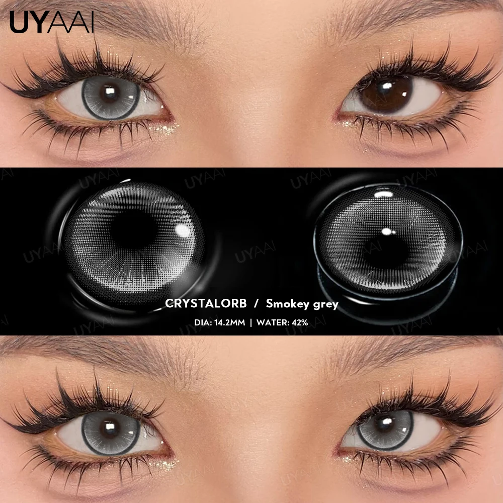 UYAAI Colorful Lenses Korean Fashion Colorcon Gray Colored Pupils for Eyes Big Eye Blue Color Contact Lenses Green Purple Lense