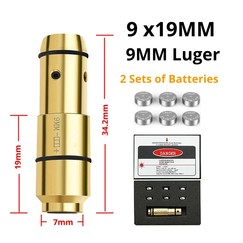 9mm 380ACP 38SPL 45ACP 40S&W 9mm luger Training Laser Bullet 9x19 Dry Fire Laser Cartridge Red Dot Training Lase