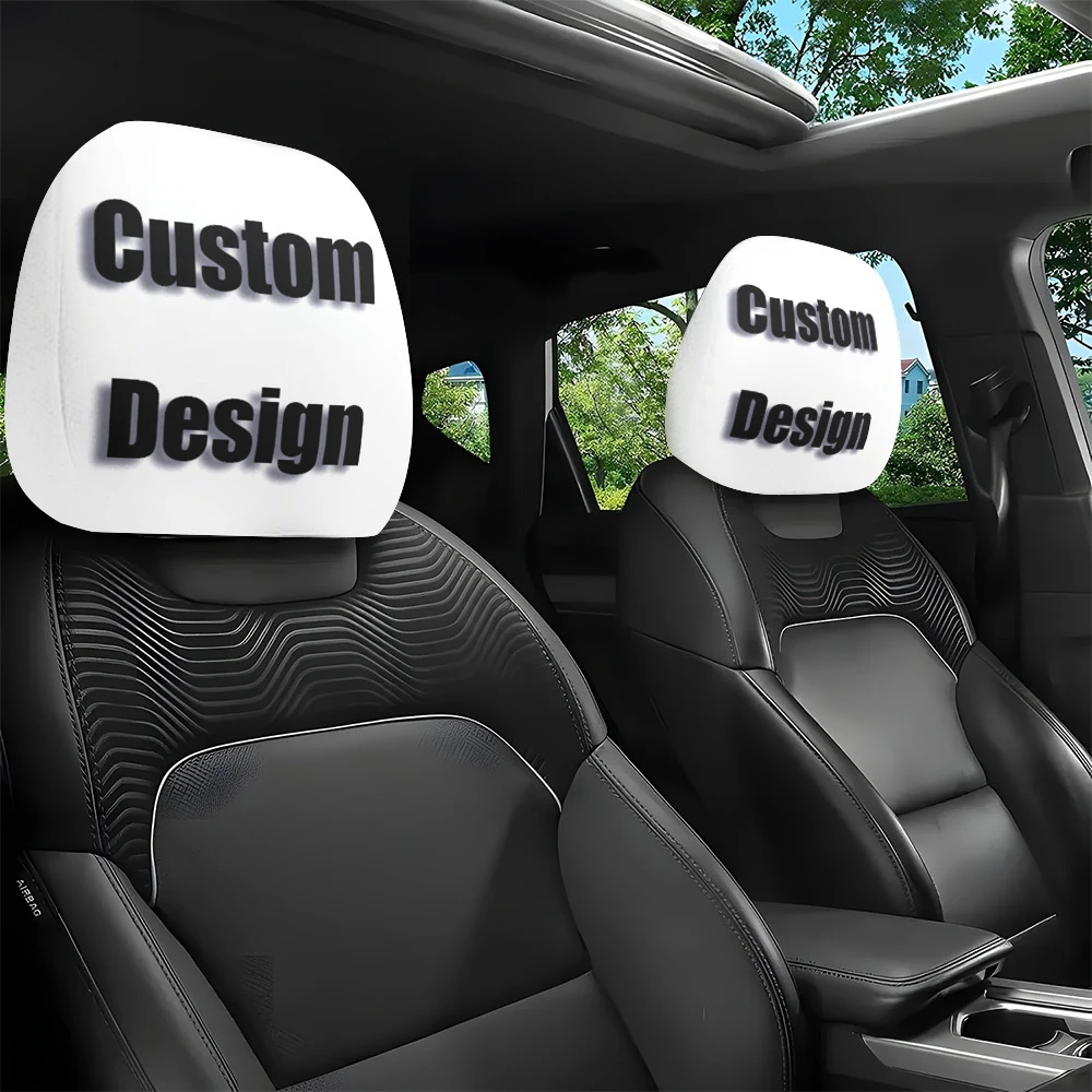 2pcs Custom Car Headrest Covers with Personalized Images, Designs, and Signed Photos—Car Interior Decor, Easy to Install