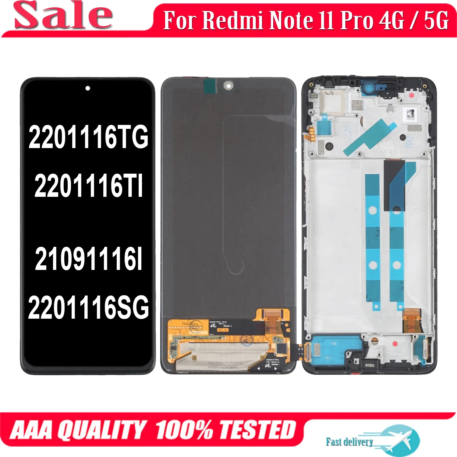 

AMOLED For Xiaomi Redmi Note 11 Pro 5G 2201116TG 21091116I LCD Display Touch Screen Digitizer For Redmi Note11 Pro LCD