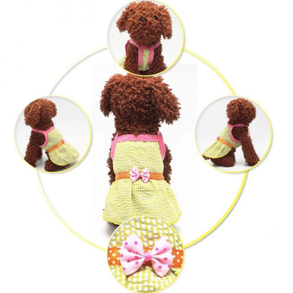 

Pet Bow Tie Skirt Dog Clothes Dress Summer Comfortable Floral Printed Cotton Small Dogs Fashion Design Bright Color Dog Dresses