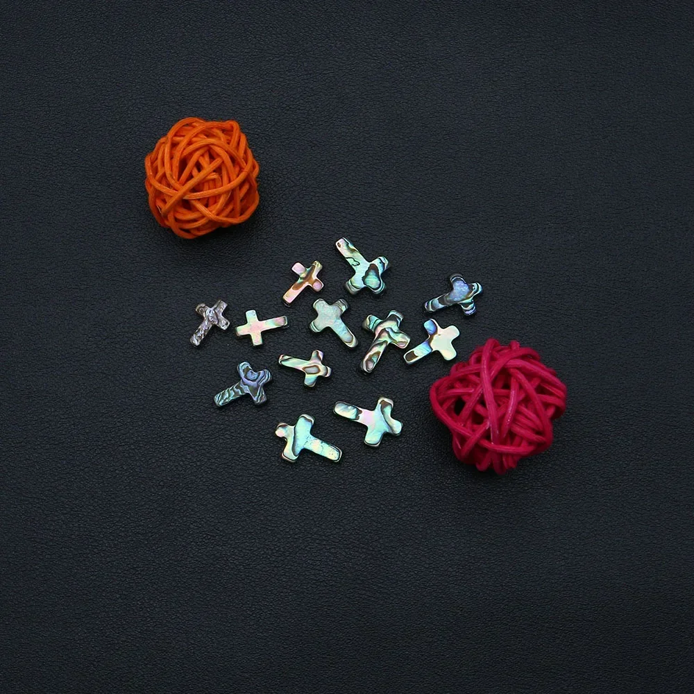 Colorful Straight-Hole Natural Abalone Shell Cross-Shaped Loose Beads Handmade DIY Jewelry Accessories for Necklaces Bracelets