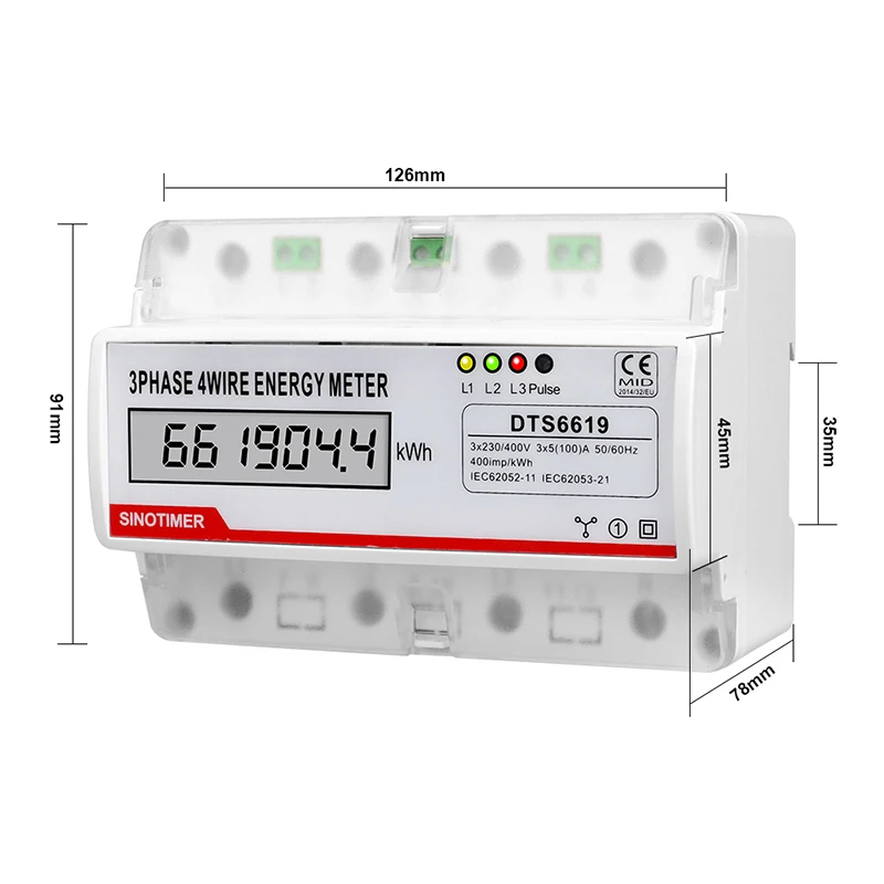 Cyfrowy licznik LCD 380V 3-fazowy 4-przewodowy elektroniczny watowy licznik energii napięcie prądu wielofunkcyjny watomierz kWh 100A AC