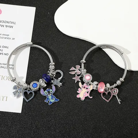 Disney-Lilo & Stitch Ängelberlockarmband för kvinnor och flickor, fina accessoarer för fans, födelsedags- och julklappar 10 best sales strängstygn - №5