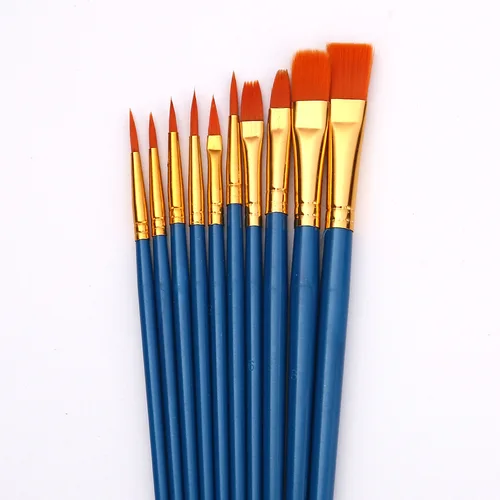 Imagen 2 del producto Juego completo de 10 Uds. De pinceles de pintura de artista de pelo de nailon, pinceles profesionales para pintura acrílica de acuarela al óleo, suministros de arte Diy para aprendizaje