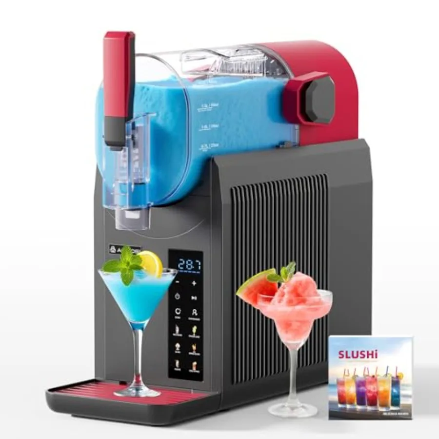 Slushie Machine for Home, Frozen Drink Machine with Cookbook, Margarita Machine with 6 Presets Programs, No Ice Needed, Auto Cle