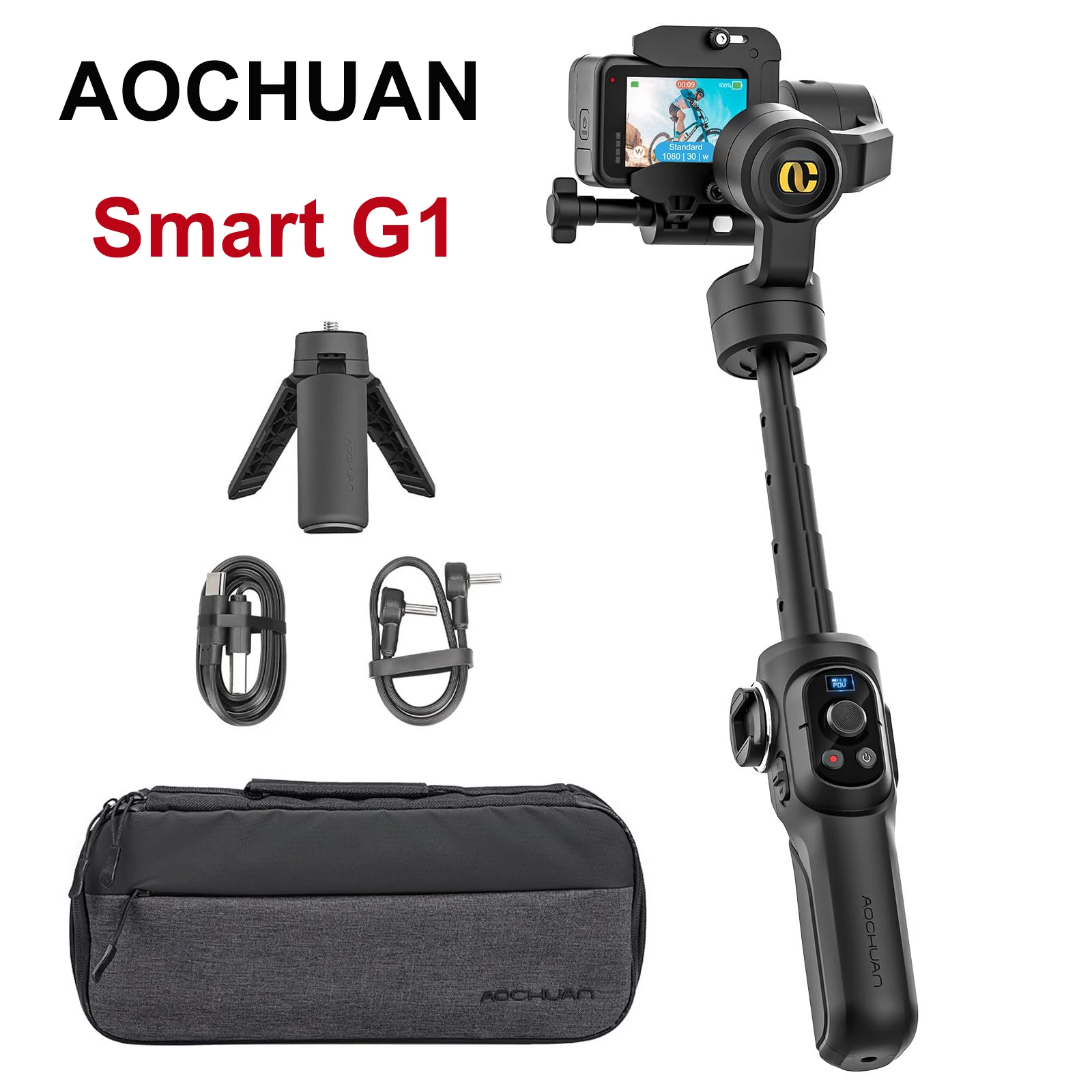 AOCHUAN Smart G1 Gimbal Stabilizer for OSMO Action 4 Sport Camera 3-axis Handheld Stabilizer for GoPro Hero 12/11/10/9/8