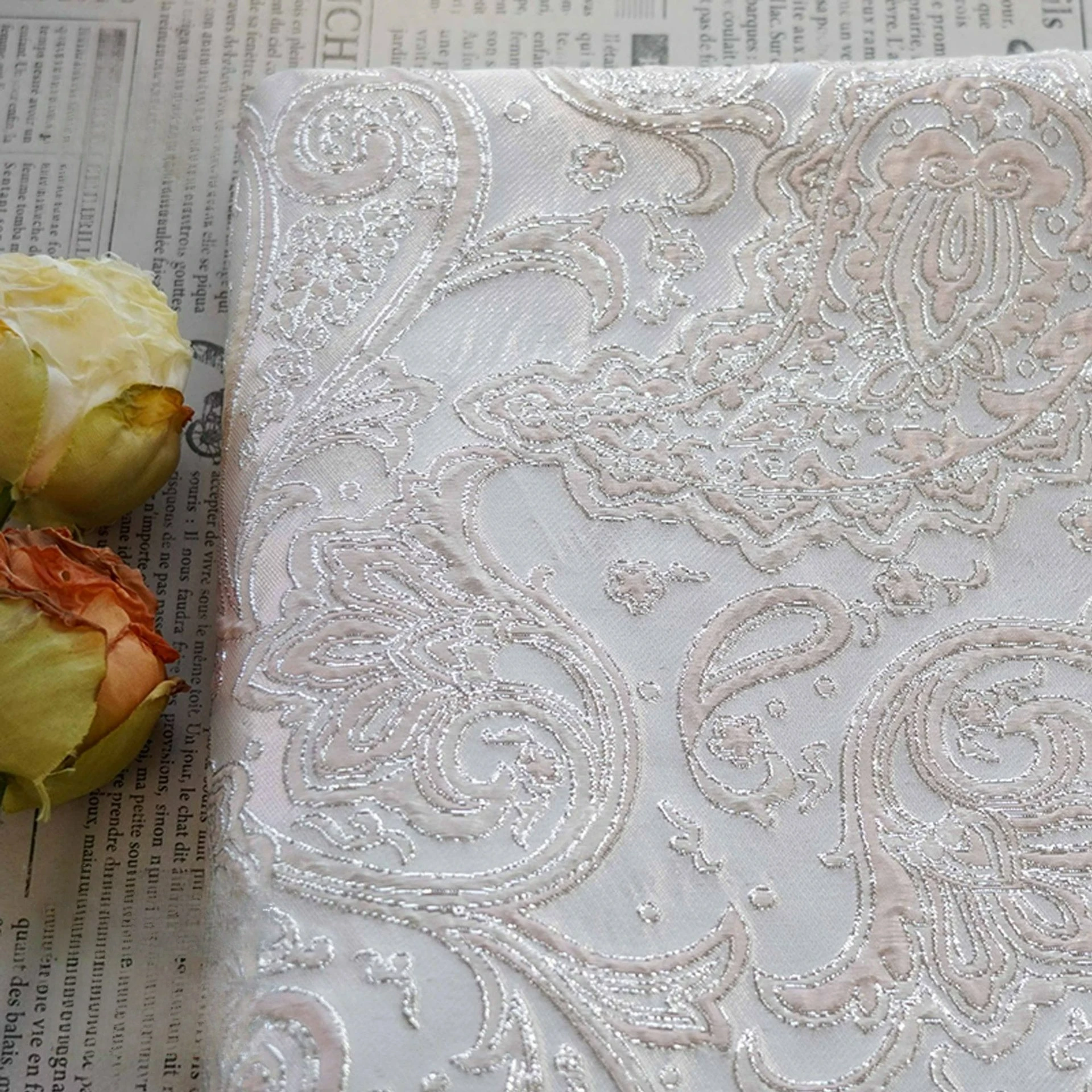 

European Style Embossed Flower Jacquard Fabric for Fashionable Dress Suits Pillowcase Decorative Sewing Fabric
