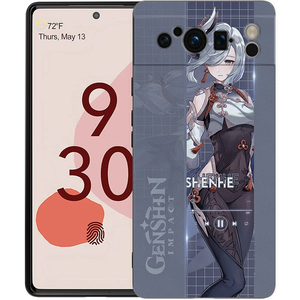 Genshin Impact Game Role For Google Pixel 8 7 6 Pro 6A 5G Black Phone Case Soft Shockproof Back Cover Silicone TPU Shell Coque