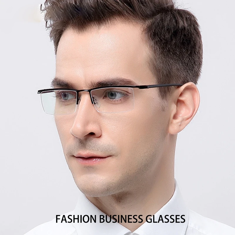 Big Size Glasses Men Luxury Business Super Light Alloy Eyewear P8190 Myopia Optical Prescription Eyeglasses  Half Frame