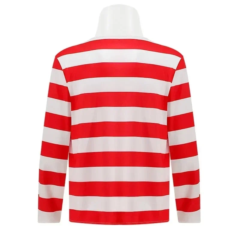 LOOK ME ←_← ★Wheres Waldo Striped s Wally Shirt Glasses Hat Socks Unisex Adults Christmas Halloween Cosplay Costume 2026 New - view 6