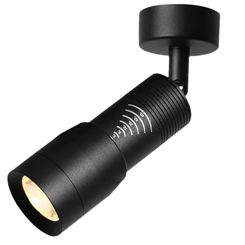 HLZS-Spotlight With Zoom Function 7W Ceiling Mounted Spotlight Adjustable 10°-60° Narrow Angle 3000K Light