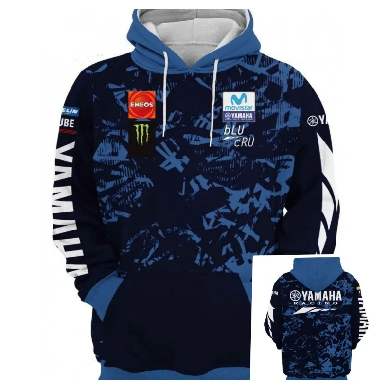 European American Cycling Clothes Motorcycle Racing Enthusiasts 3D Yamaha Long Sleeved Hoodies Men Women Loose Sports Pullovers