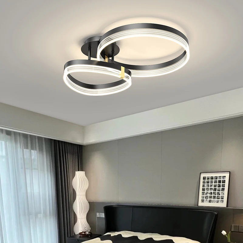 Modern Dimmable Artistic Elliptical Circle LED Ceiling Lamp For Living Room Bedroom Office Coffee Shop Apartment Villa Lighting