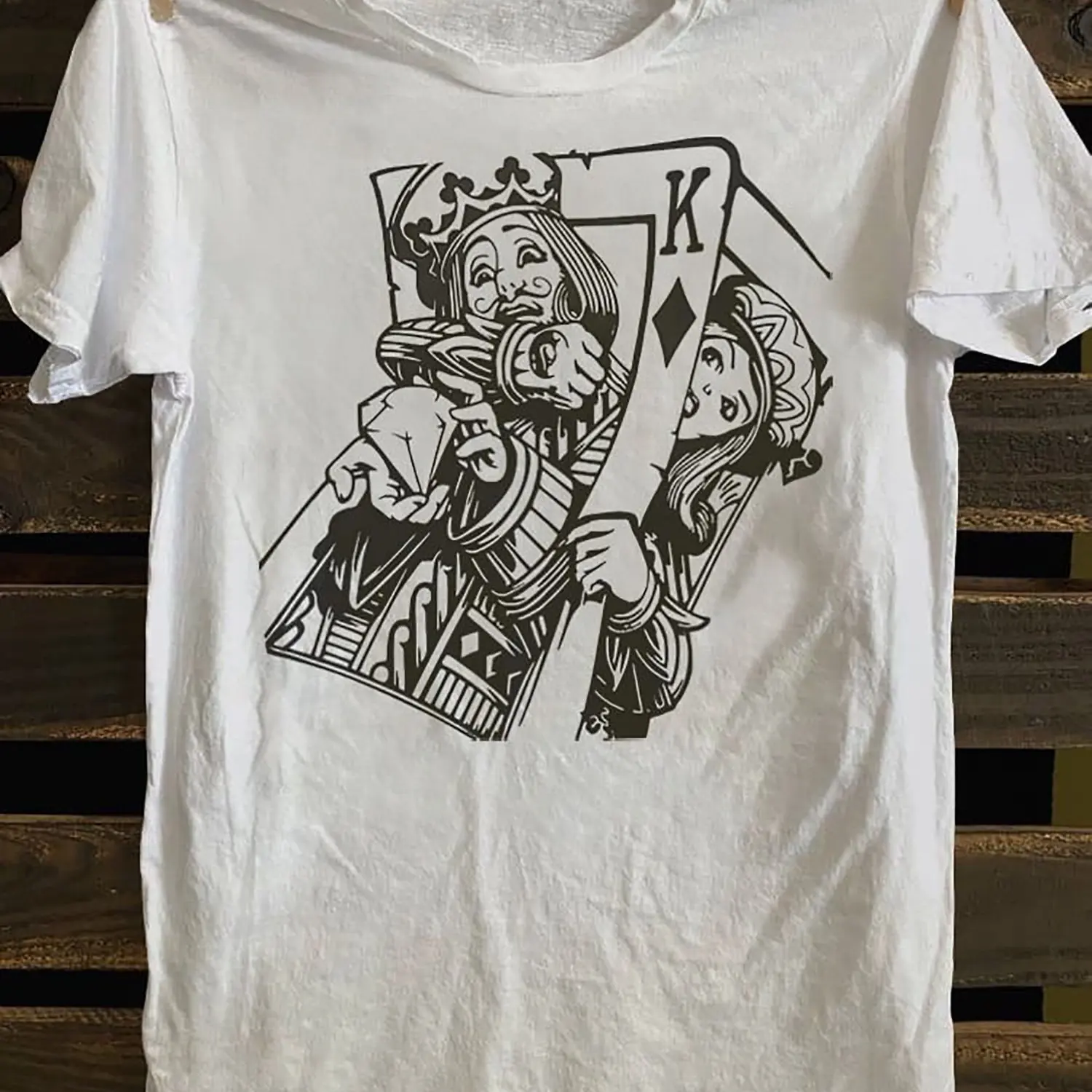Retro Punk Rock T-shirt - Breathable Pattern Concert Street Style Top for Music Fans, Casual Wear, Spade Pattern Design