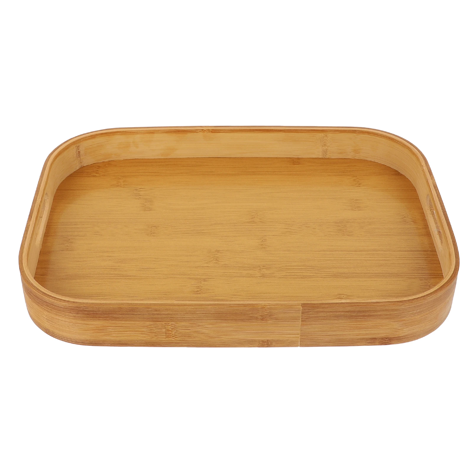 

1pc Rustic Bamboo Storage Lightweight Practical Serving Tray With Handles For Snacks Fruits Dessert Coffee Tea Simple Home