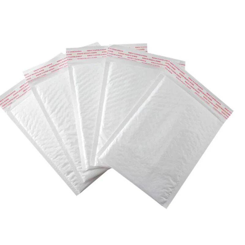 50pcs / 11 * 13cm White Bubble Envelope Film Pearl Shockproof Courier Bag Postal Transport Packaging Stationery Accessories